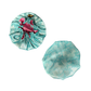 Front and back light blue pattern satin custom bonnet with dark pink lined satin inside 