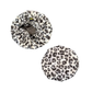 Front and back leopard print satin custom bonnet with black lined satin inside 