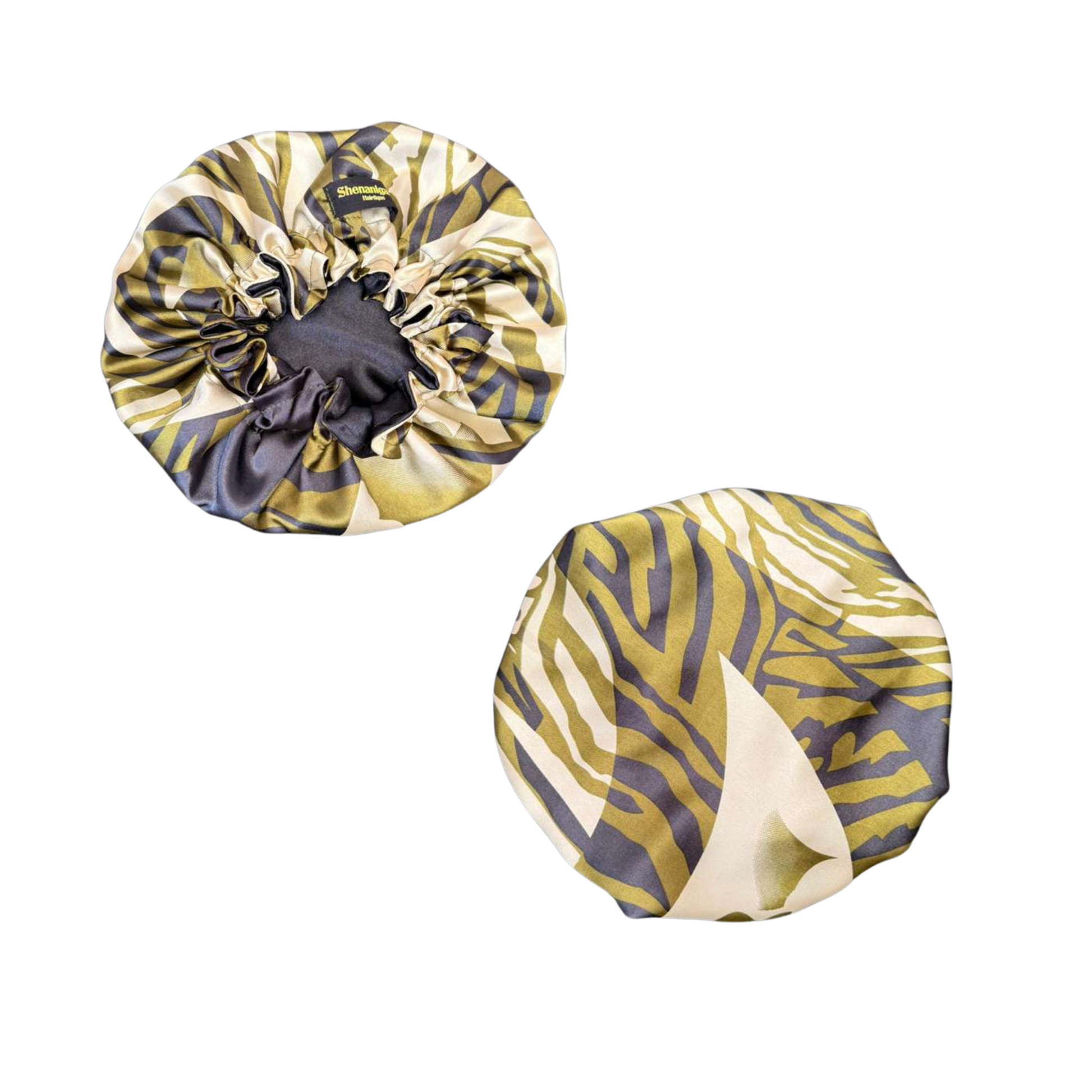 Front and back line patterns custom bonnet lined with black satin inside on a white background
