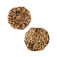 Front and back big leopard print custom bonnet lined with khaki satin inside on a white background