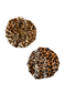 Front and back big leopard print custom bonnet lined with khaki satin inside on a white background